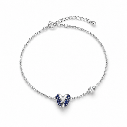 925 Sterling Silver Blue Heart Planet Bracelet for Women