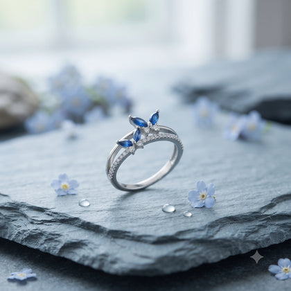 BlueMarquiseCZFloral925SterlingSilverRingforWomen_4