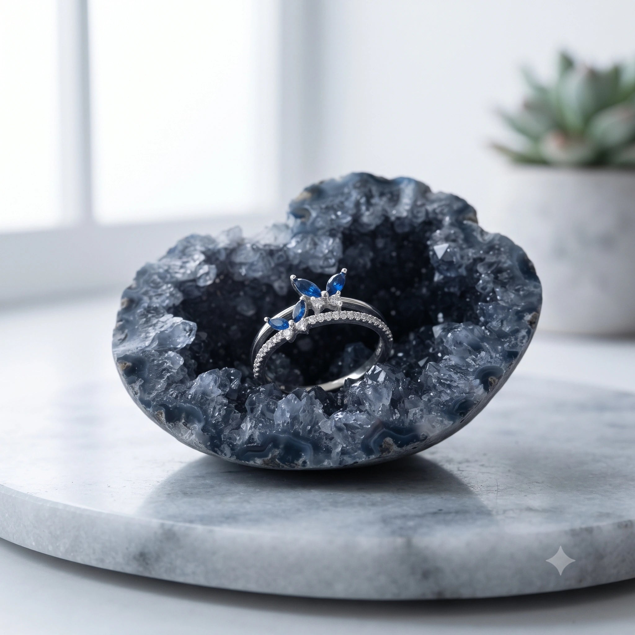 BlueMarquiseCZFloral925SterlingSilverRingforWomen_4