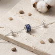 925 Sterling Silver Blue Pavé Barrel Charm Bracelet for Women
