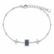925 Sterling Silver Blue Pavé Barrel Charm Bracelet for Women