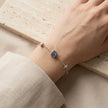 925 Sterling Silver Blue Pavé Barrel Charm Bracelet for Women