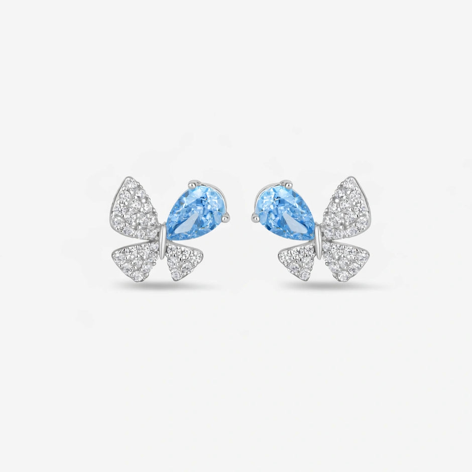 Blue Stone Butterfly Earrings