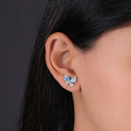 Blue Stone Butterfly Earrings
