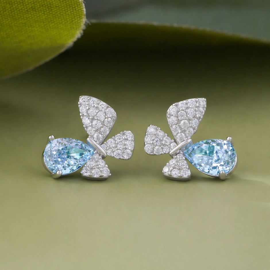 Blue Stone Butterfly Earrings