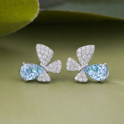Blue Stone Butterfly Earrings