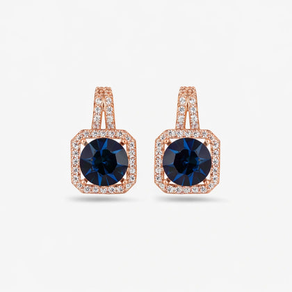 Blue stone 925 silver rose gold earrings
