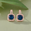 Blue stone 925 silver rose gold earrings