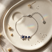 Blue Sapphire CZ Flower 925 Sterling Silver Bracelet for Women
