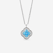 Blue Stone Floral Design Azure Diamond in 925 Sterling Silver Pendant Chain for Women