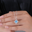 Azure Blue Stone Floral 925 Silver Pendant Necklace