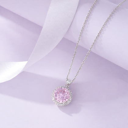 Blush Aura Diamond 925 Silver Pendant Necklace