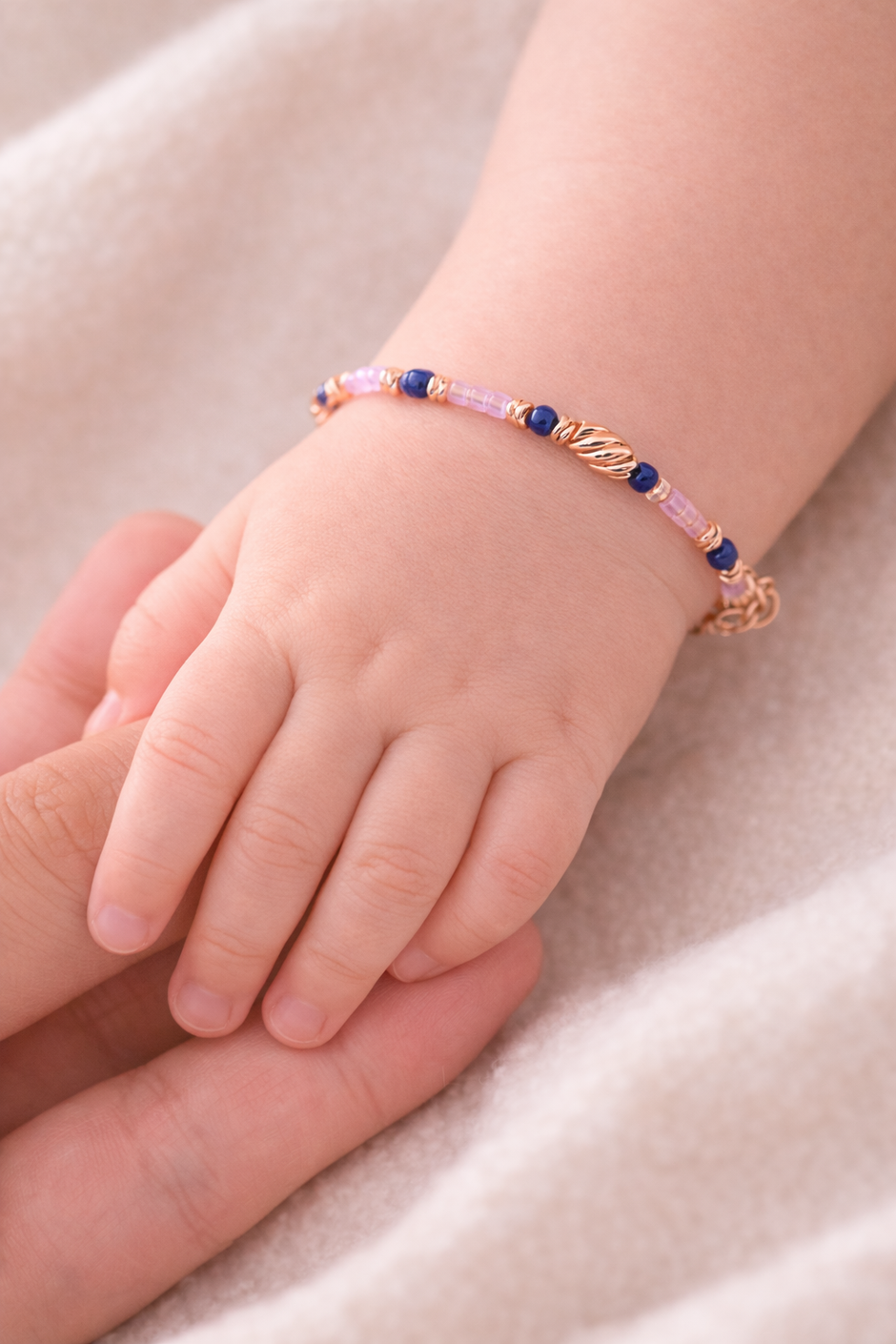 Blush Bead Harmony 925 Sterling Silver Rose Gold Kid's Bracelet