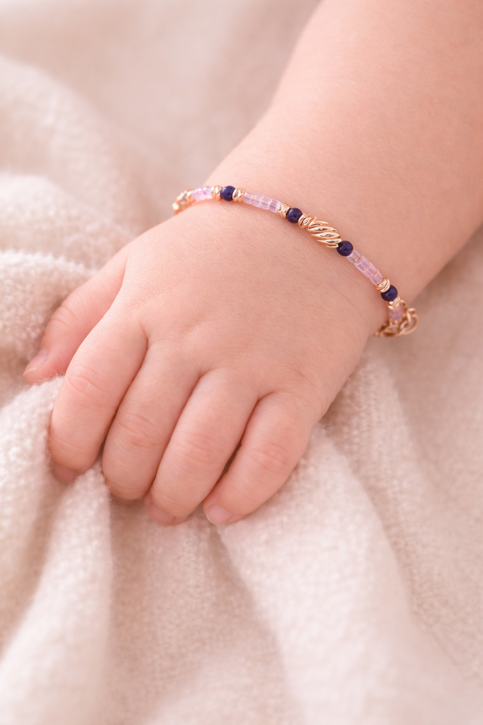Blush Bead Harmony 925 Sterling Silver Rose Gold Kid's Bracelet
