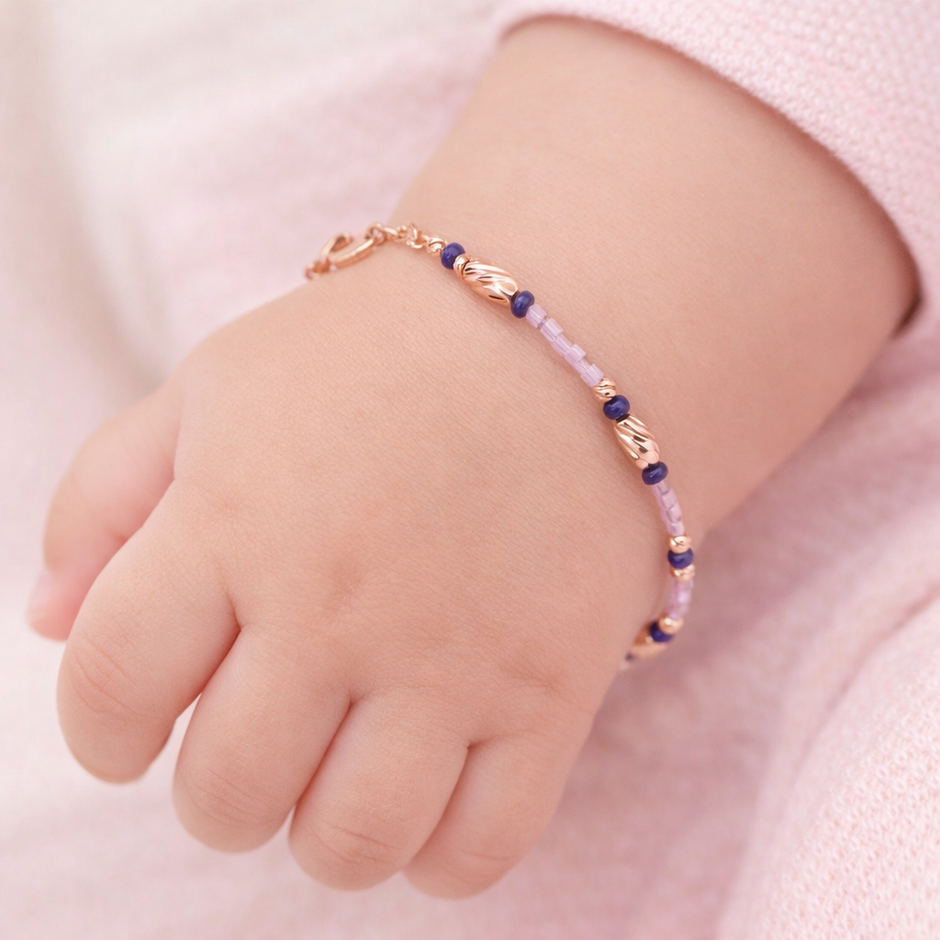 Blush Bead Harmony 925 Sterling Silver Rose Gold Kid's Bracelet