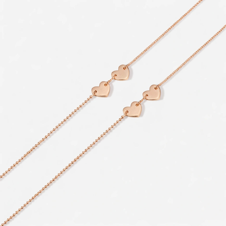 Blush Heart Design 925 Sterling Silver Rose Gold Anklet for Women