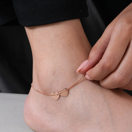 Blush Heart Design 925 Sterling Silver Rose Gold Anklet for Women