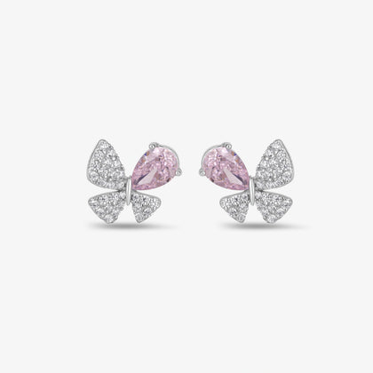 Blush Pink Butterfly 925 Sterling Silver Stud Earrings for Women - Zilgi Jewels