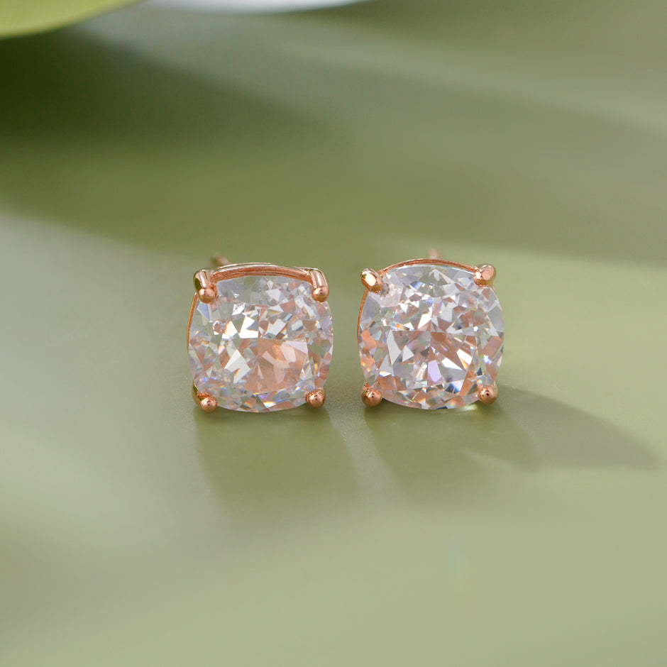 Blush Radiance CZ Rose Gold Stud Earrings