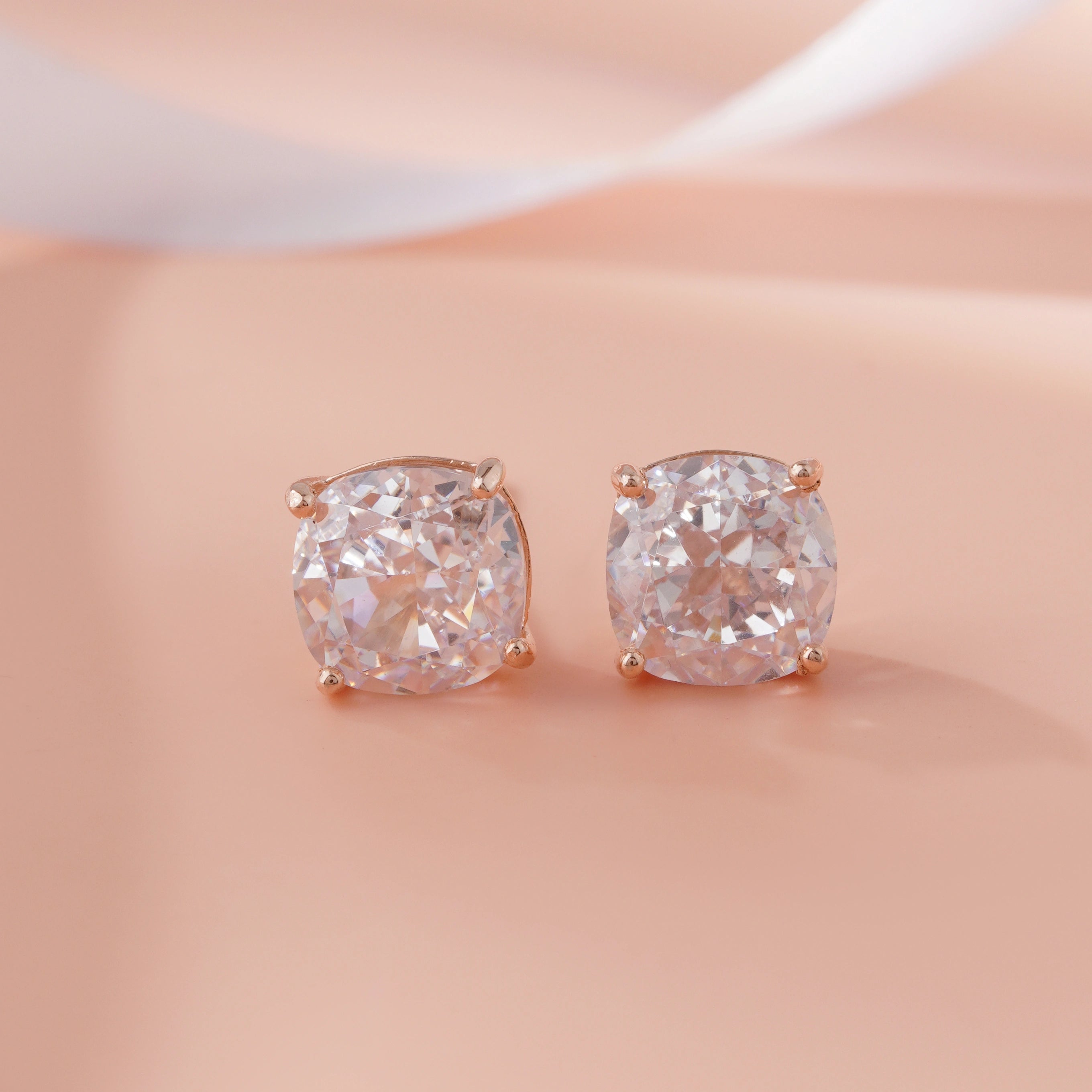 Blush Radiance CZ Rose Gold Stud Earrings