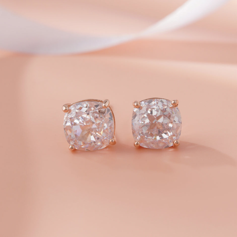 Blush Radiance CZ Rose Gold Stud Earrings