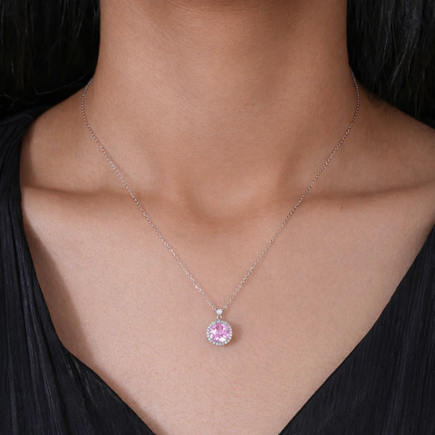 Blush Aura Diamond 925 Sterling Silver Pendant Chain for Women