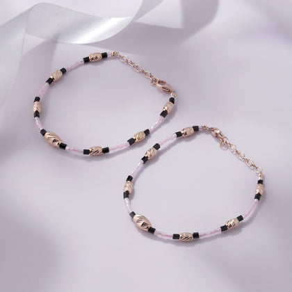 Blush Beaded 925 Sterling Silver Rose Gold Kid's Bracelet