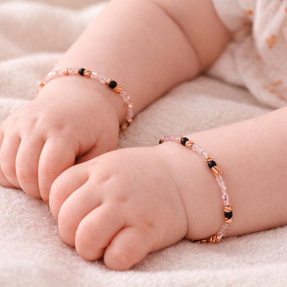 Blush Beaded 925 Sterling Silver Rose Gold Kid's Bracelet