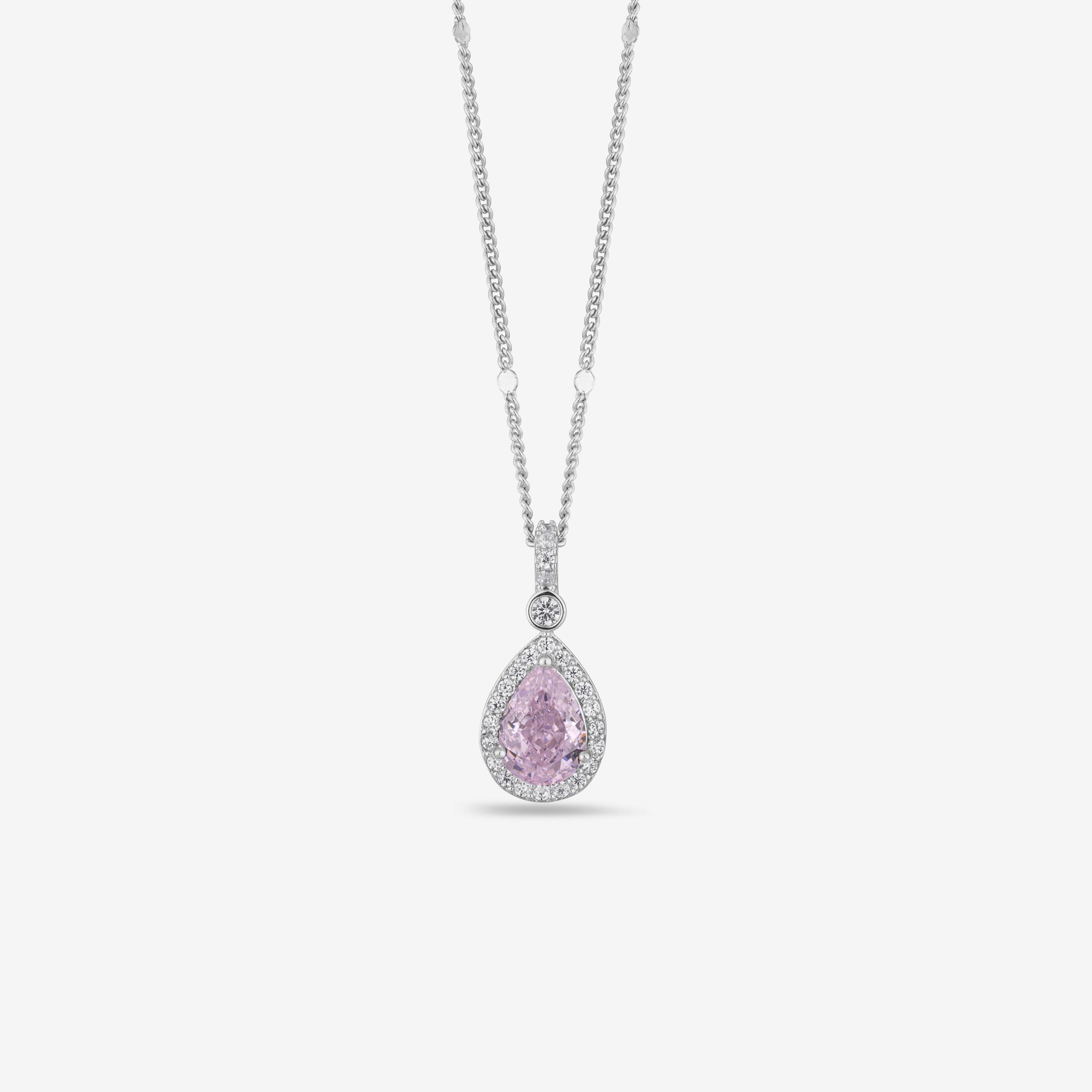 Blush Drop Diamond Pink Stone 925 Silver Pendant for Women