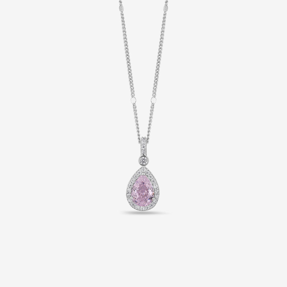Blush Drop Diamond Pink Stone 925 Silver Pendant for Women