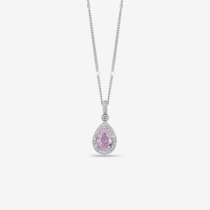 Blush Drop Diamond Pink Stone 925 Silver Pendant for Women