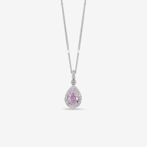 Blush Drop Diamond Pink Stone 925 Silver Pendant for Women