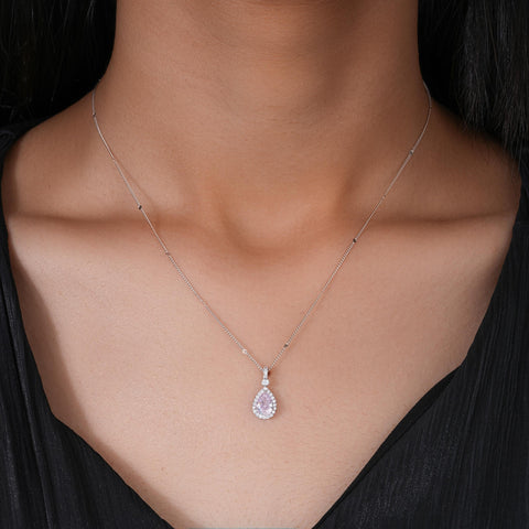 Blush Drop Diamond Pink Stone 925 Sterling Silver Pendant for Women