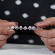 Pink Halo Diamond Adjustable Silver Bracelet for Women
