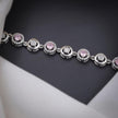 Pink Halo Diamond Adjustable Silver Bracelet for Women