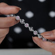 Pink Halo Diamond Adjustable Silver Bracelet for Women