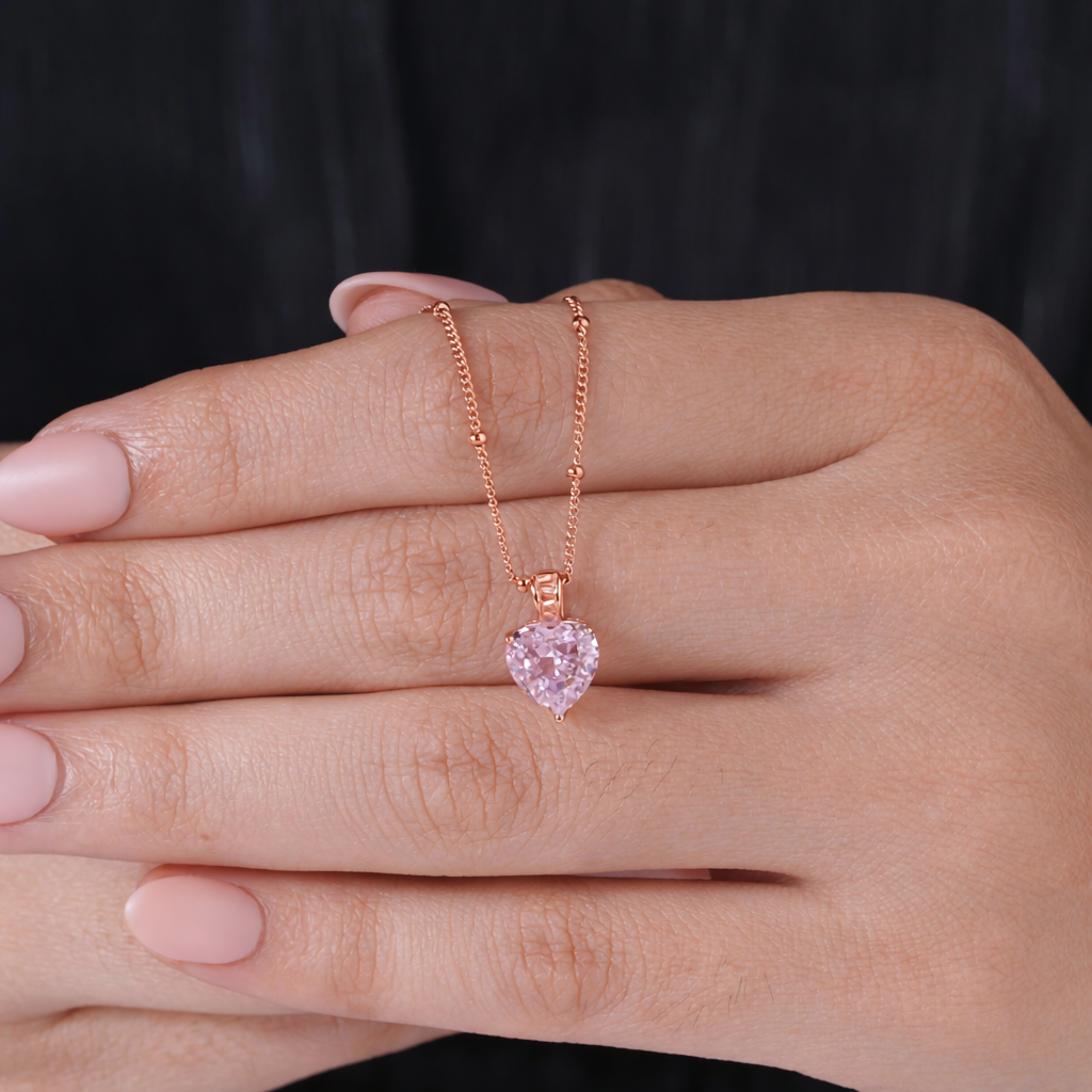 blush heart 925 silver rose gold pendant chain