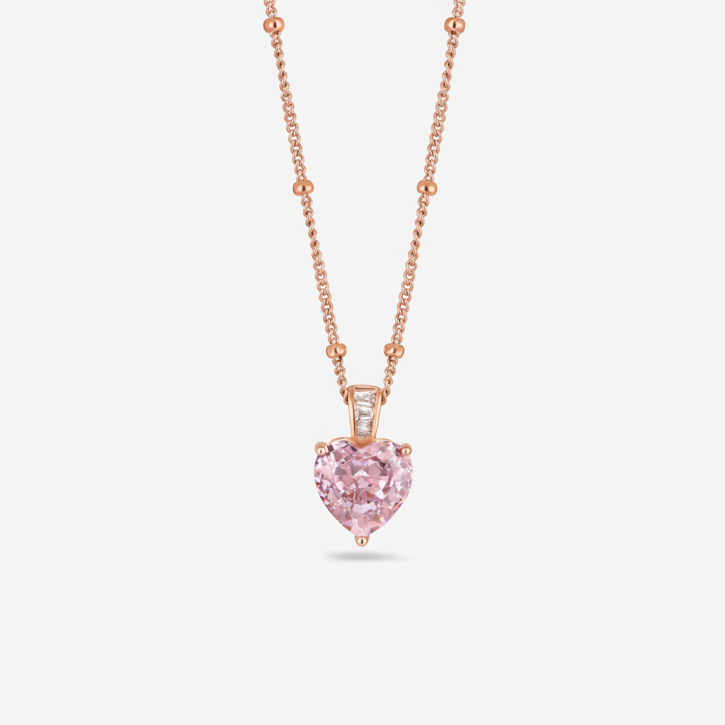 blush heart 925 silver rose gold pendant chain
