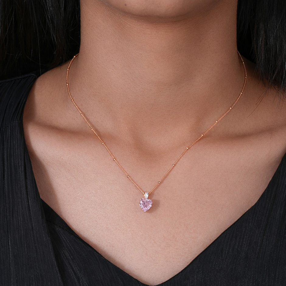 blush heart 925 silver rose gold pendant chain