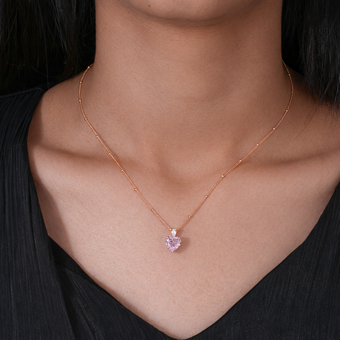 Blush Heart Design 925 Sterling Silver Rose Gold Pendant Chain for Women