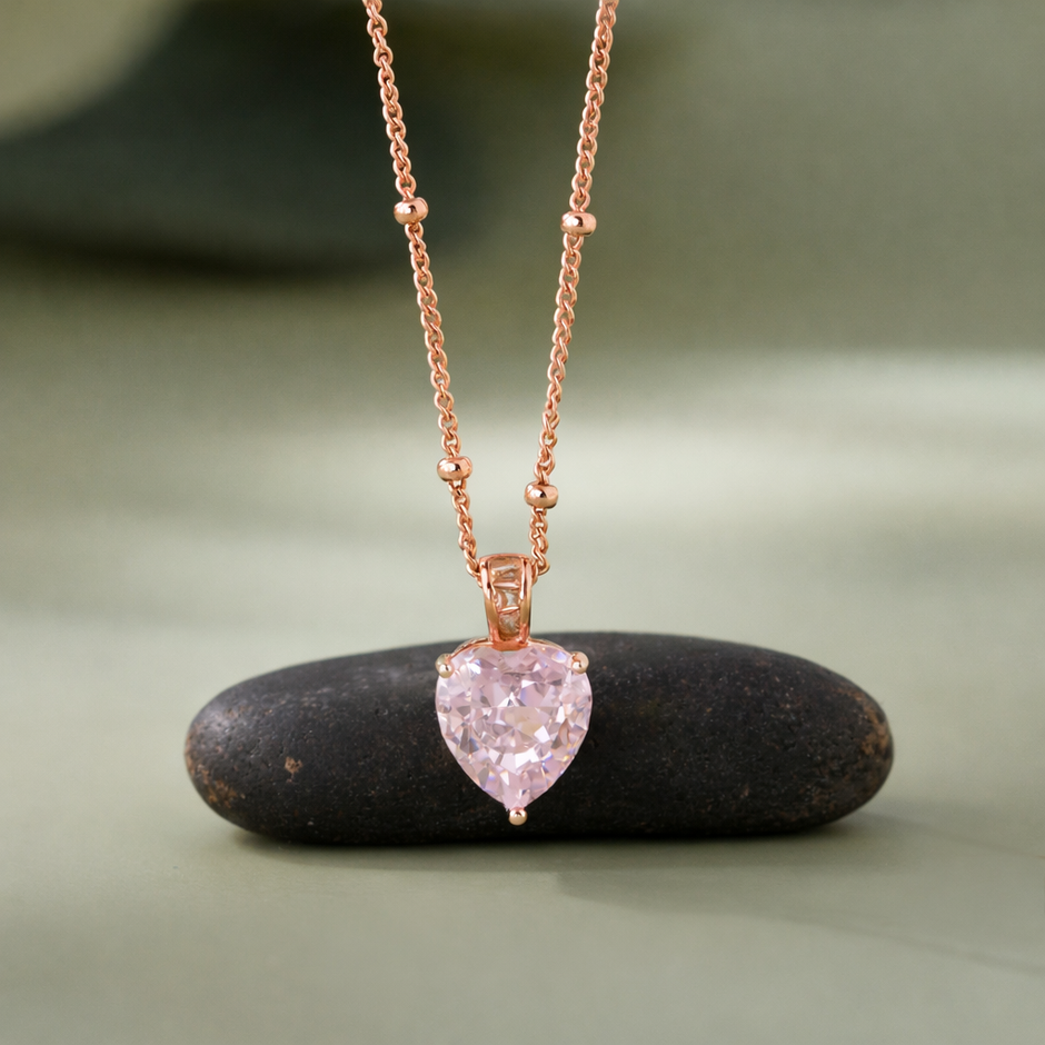 blush heart 925 silver rose gold pendant chain