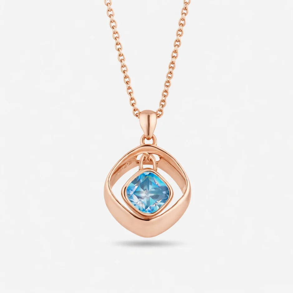 blush sky cushion diamond 925 silver rose gold pendant