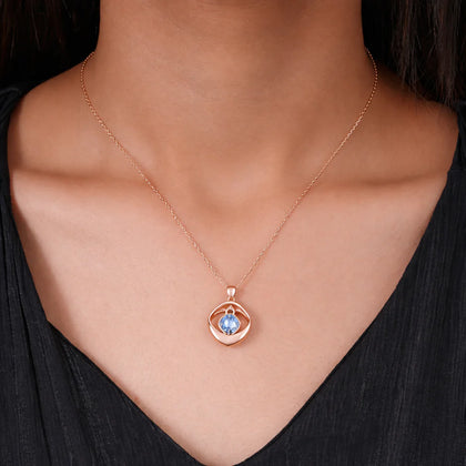 blush sky cushion diamond 925 silver rose gold pendant