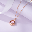 blush pink square diamond 925 silver rose gold pendant chain