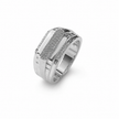 Bold Multi-Layered 925 Sterling Silver Men's Ring with Stone Detailing