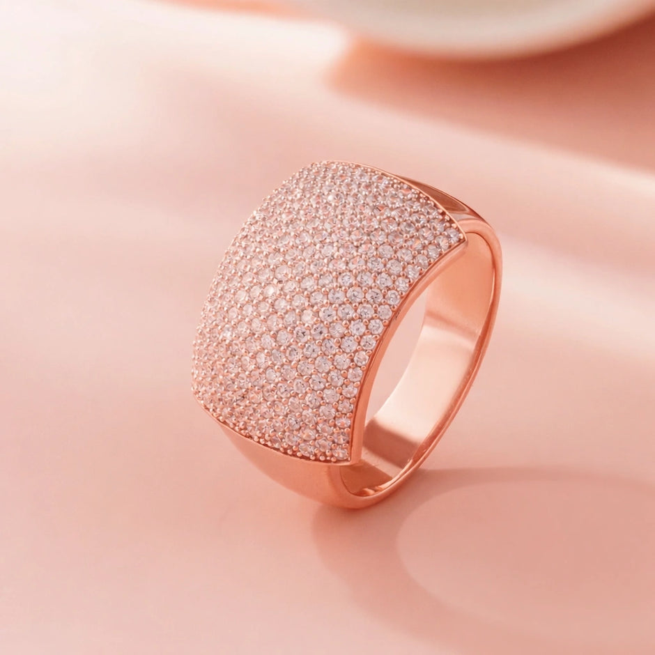 Rose Gold Dome CZ Ring for Men