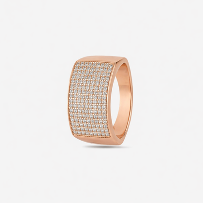 Bold Diamond Statement 925 Sterling Silver Rose Gold Ring for Men