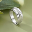 Bold Multi-Layered 925 Sterling Silver Men's Ring with Stone Detailing