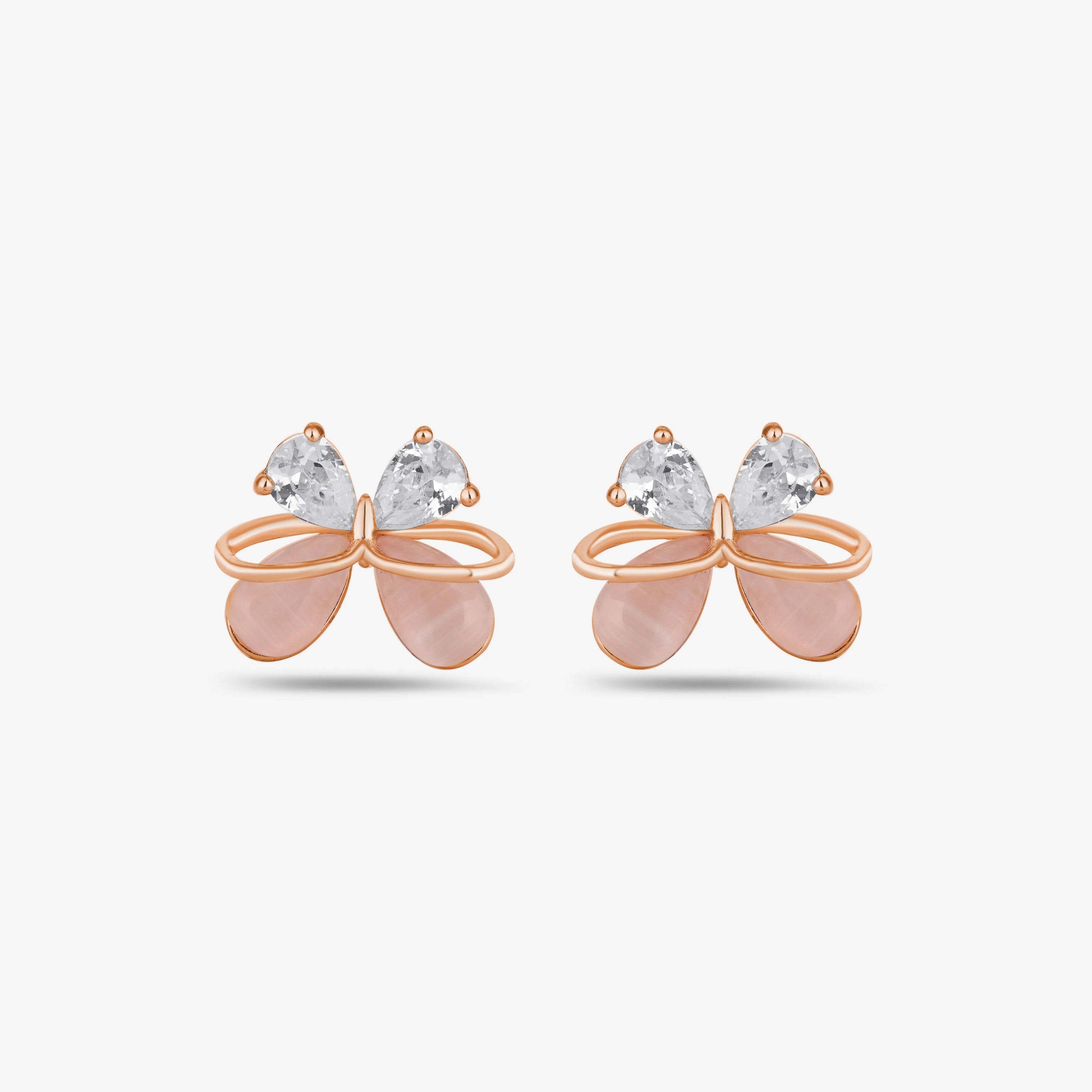 Butterfly rose gold silver earrings