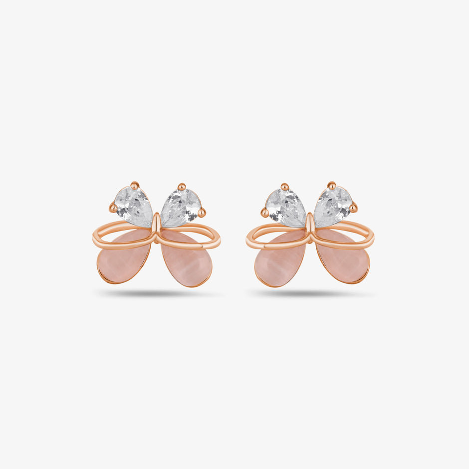 Butterfly rose gold silver earrings